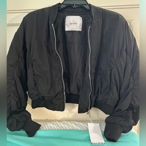 Black mini puffer coat, BERSHKA, size US medium, New With Tags